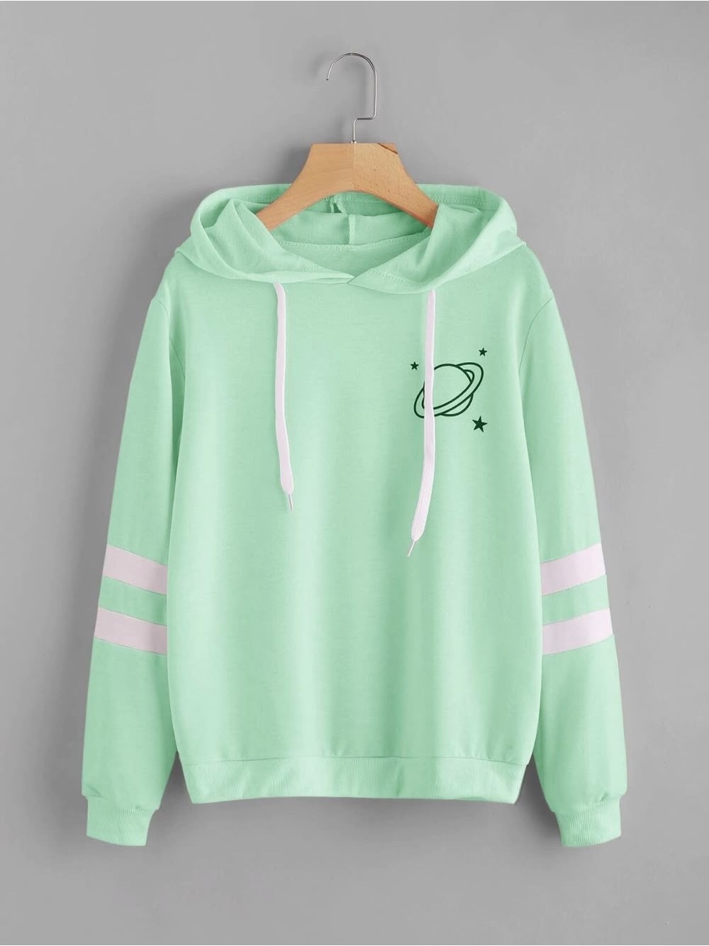 Mint Green Hoodie with Planet Graphic